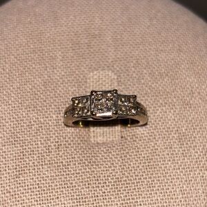 14 K White Gold 1 CT T.W. Quad Princess-Cut Diamond Three Stone Ring